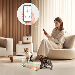 Cat Toys Cat Remote Control Toy, APP Bluetooth Connection Remote Control Cat Toy for Indoor Cats Electronic Automatic Moving Mouse Cat Toy with 6 Lights USB Charging