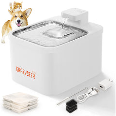 4L Wireless Cat Fountain, Stainless Steel Top, Low Noise Cat Drinking Fountain Automatic Pet Drinking Fountain, Healthy Drinking